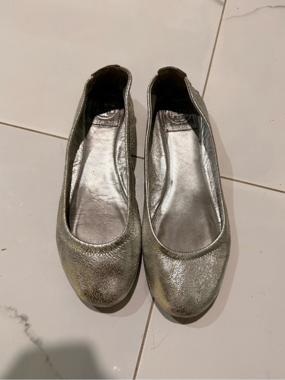 Tory Burch Silver Ballet Flats - Unbranded Metallic Slip-On Women's Shoes Size 8